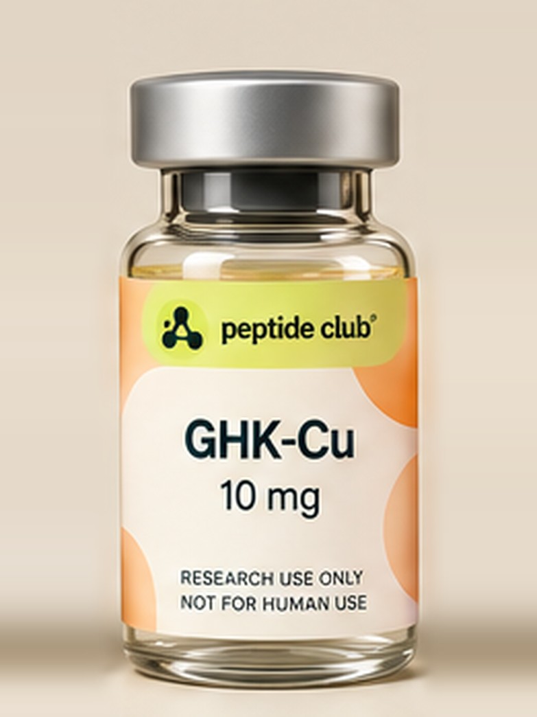GHK-Cu research vial with peptide club label