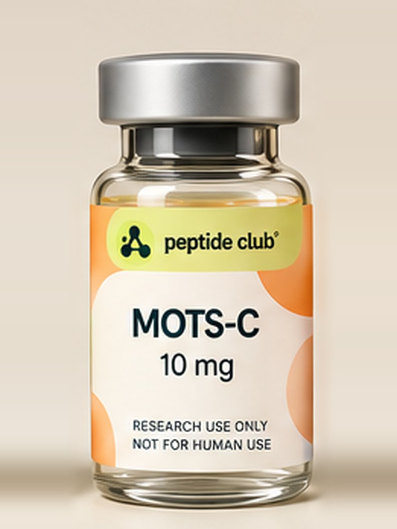 MOTS-C research vial with peptide club label